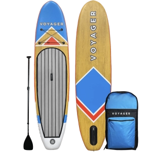 10'10" Woodgrain Voyager Inflatable SUP Package