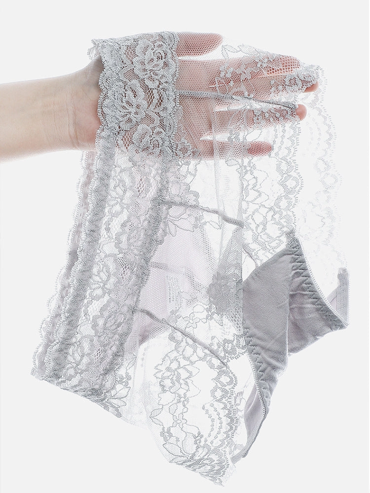 4-Pack Sexy Transparent Lace Mid-Waist Underwear