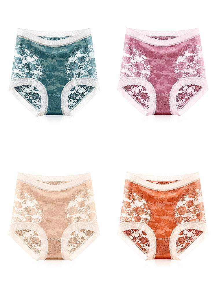 4-Pack Womens Sexy High Waisted Lace Brief