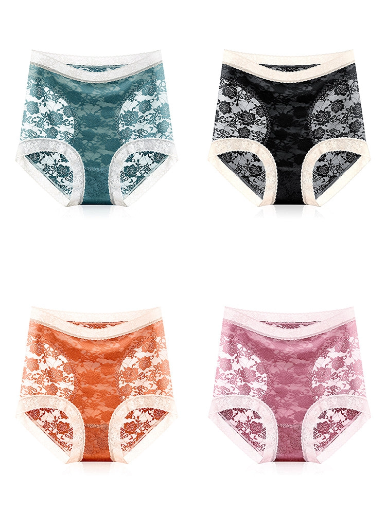 4-Pack Womens Sexy High Waisted Lace Brief