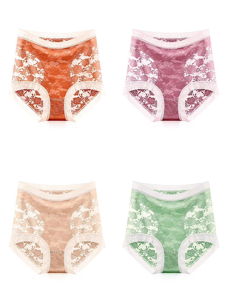 4-Pack Womens Sexy High Waisted Lace Brief