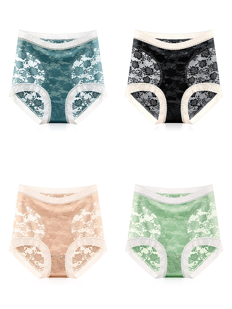 4-Pack Womens Sexy High Waisted Lace Brief