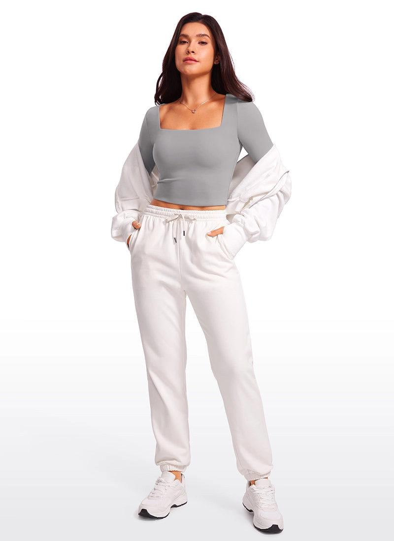 Butterluxe Double Lined Cropped Long Sleeves Square Neck