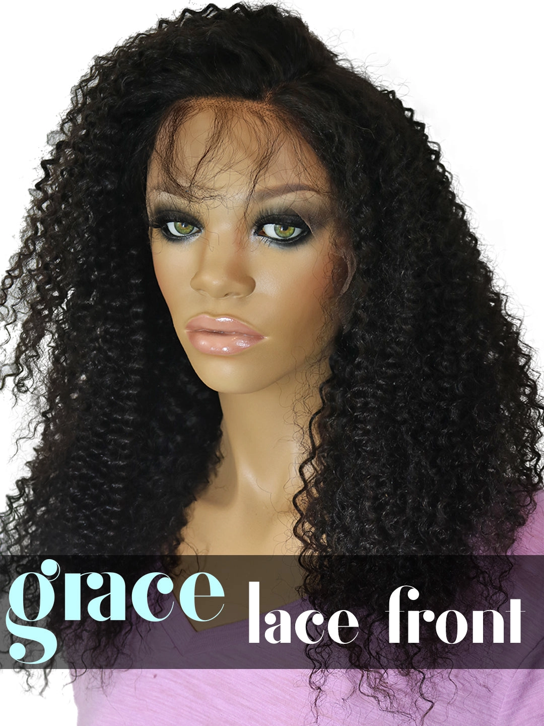 Clearance LACE FRONT WIG: Kyra Afro Kinky Curl Indian Remy Hair 20" Natural Color