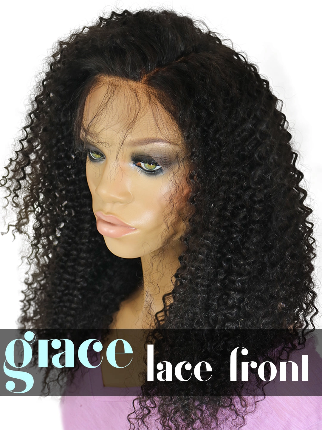 Clearance LACE FRONT WIG: Kyra Afro Kinky Curl Indian Remy Hair 20" Natural Color