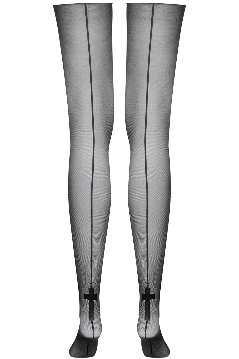Cut & Curled Cross Detail Back Seam Stockings 20 Denier