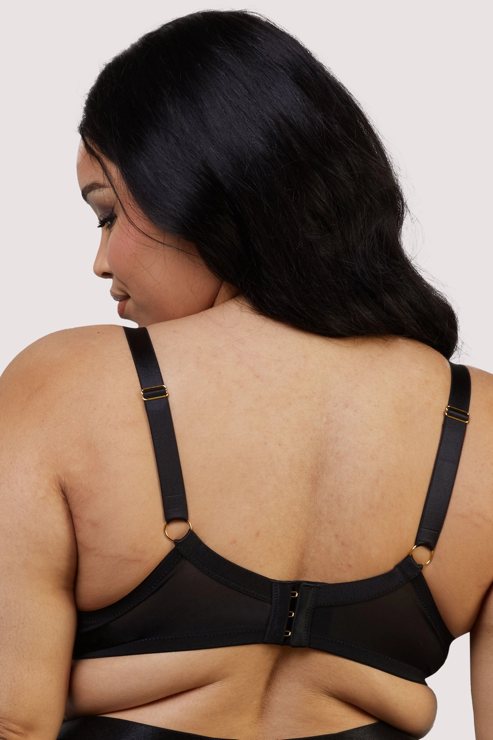 Haley Black Fishnet Panelled Balconette Bra