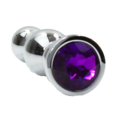 Metal Pleasure Play Tapered Purple Jewel Butt Plug