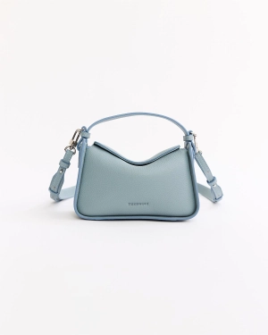 Mini Clementine Bag: Baby Blue Pebbled Leather