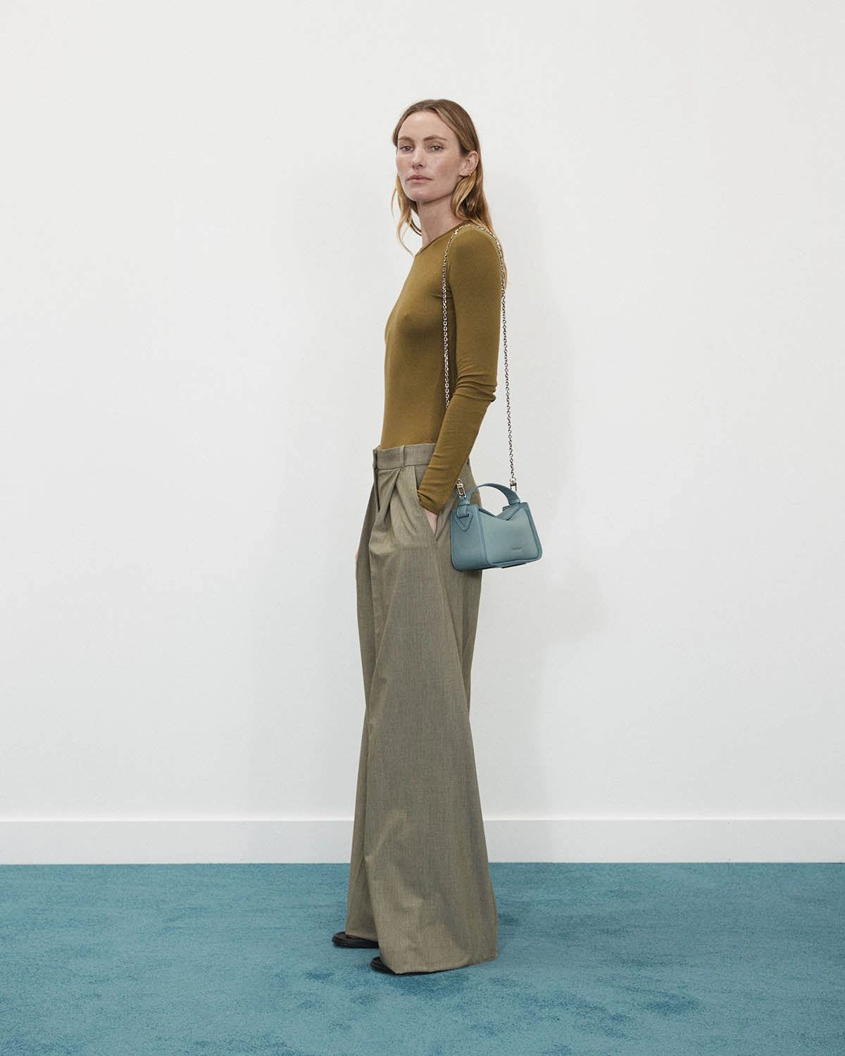 Mini Clementine Bag: Baby Blue Pebbled Leather