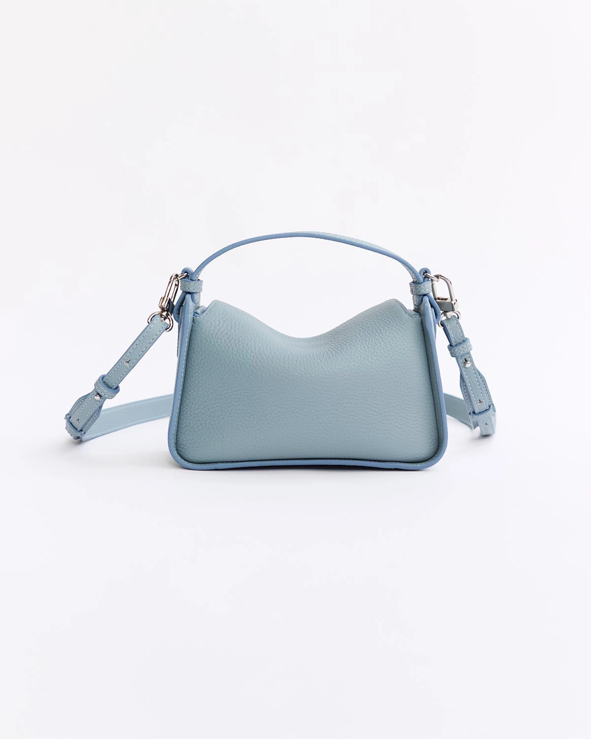 Mini Clementine Bag: Baby Blue Pebbled Leather