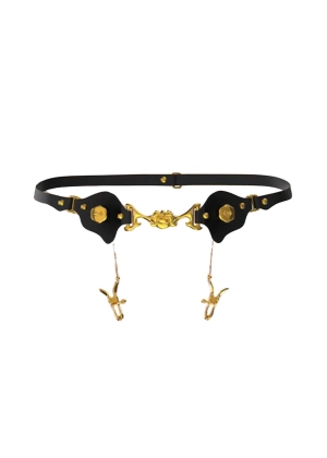 Mystic Bond Leather Belt with Labia Clamps