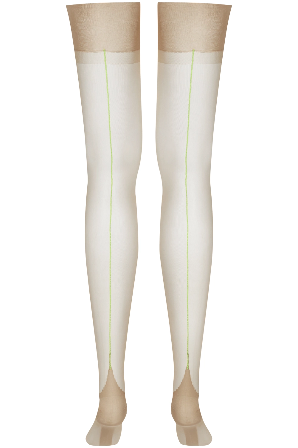 Neon Green Seamed Nylon Stockings Nude