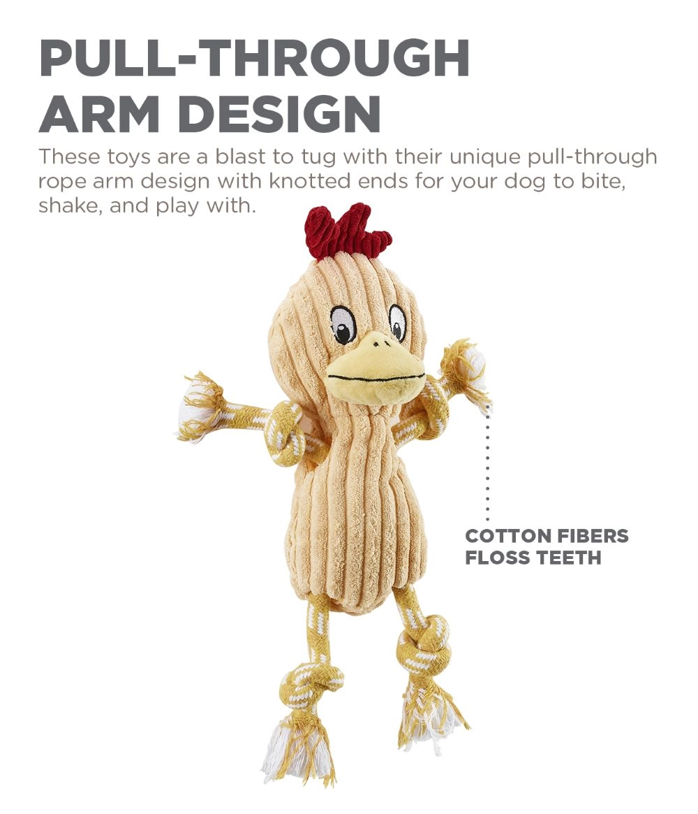 Outward Hound Ranch Roperz Chicken Dog Toy Yellow Small