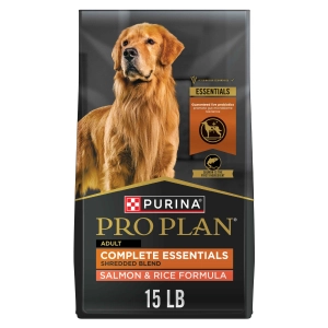 Purina Pro Plan Complete Essentials Shredded Blend Salmon and Rice Dog Food Dry Formula with Probiotics for Dogs