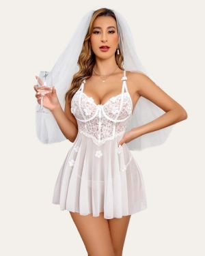 Push Up Lace Print Boudoir Lingeries