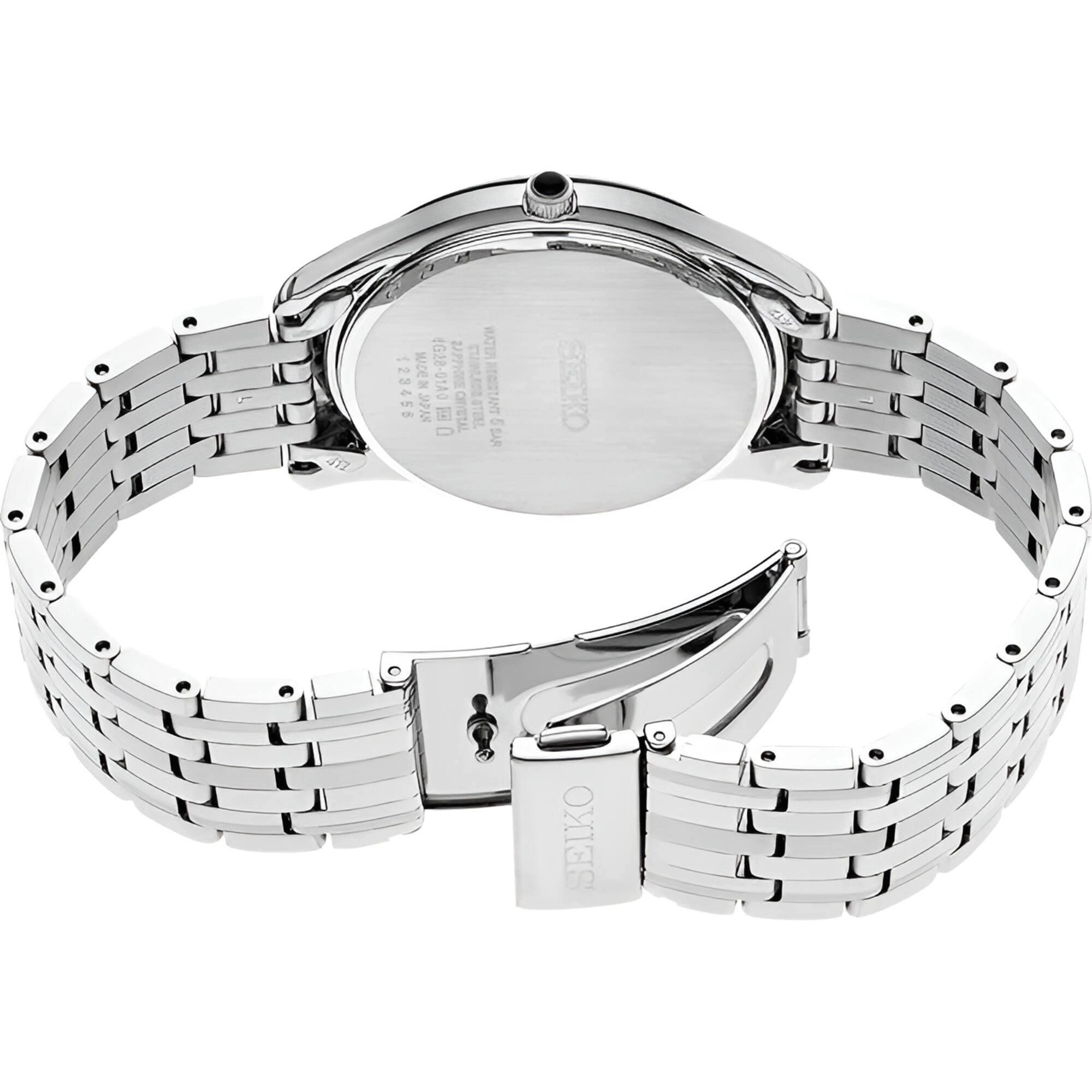 Seiko Men's Watch - Essentials Ivory Dial Silver Stainless Steel Bracelet | SRK047