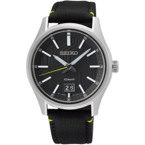 Seiko Men's Watch - Essentials Quartz Black Dial Nylon/Leather Strap | SUR517