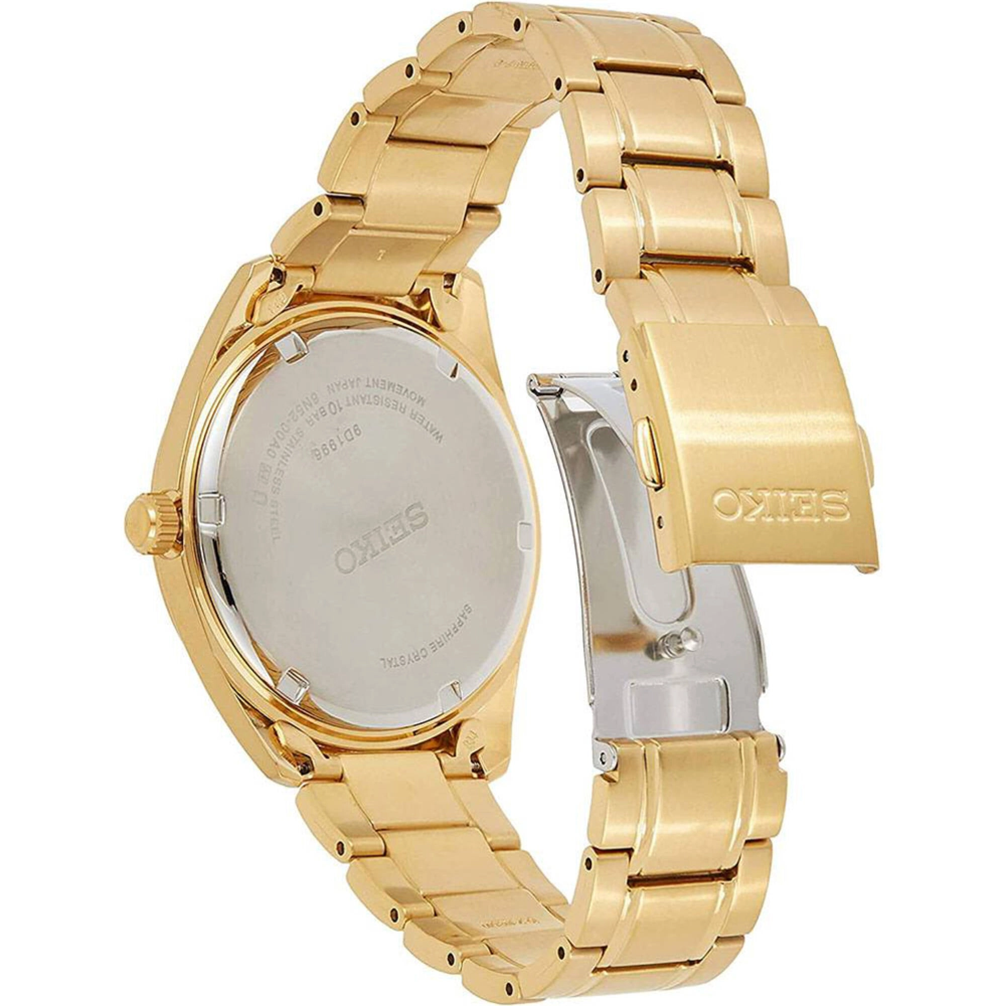 Seiko Men's Watch - Essentials White Dial Yellow Gold Steel Bracelet Date | SUR314P1