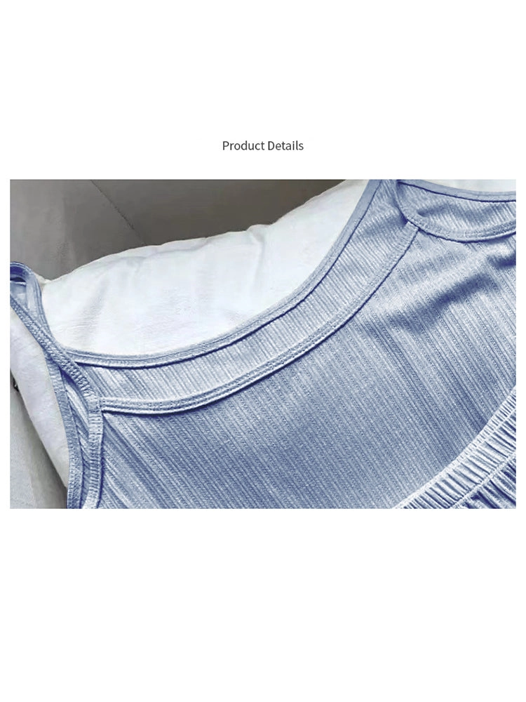 Solid Color Breathable Suspender Shorts Loungewear Sleepwear Sets