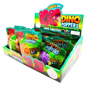 Squish and Squeeze Dino Popper Toy - 12 Pieces Per Retail Ready Display 25033