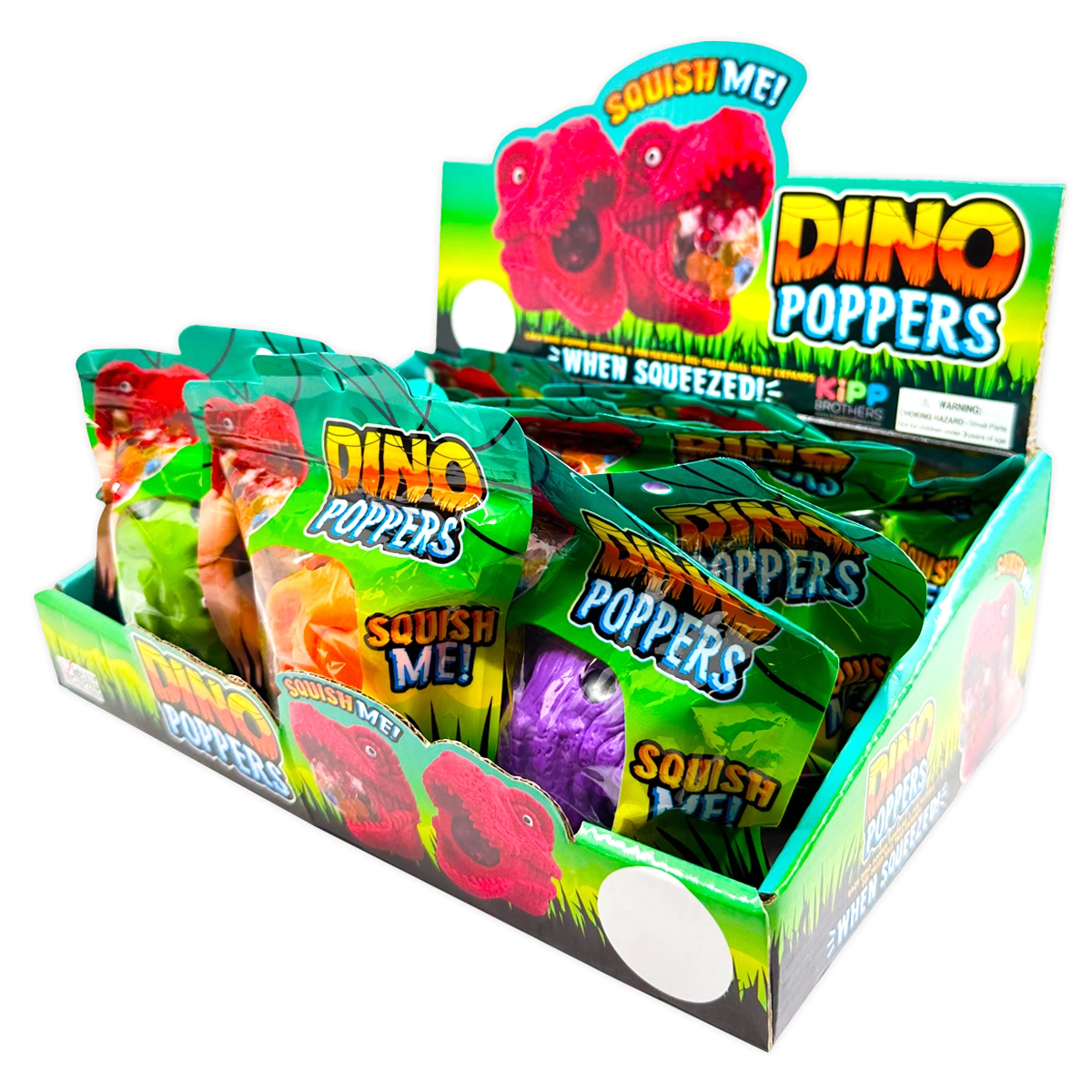Squish and Squeeze Dino Popper Toy - 12 Pieces Per Retail Ready Display 25033
