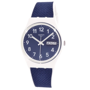 Swatch Unisex Watch - Swatch Essentials Navy Light Fabric Inlay Rubber Strap | GW715