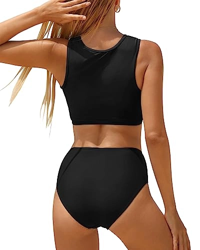 Tie Knot Front High Waisted Bikini Bathing Suits