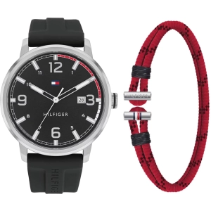 Tommy Hilfiger Men's Watch and Bracelet Set - Essentials Quartz Black Dial | 2770139