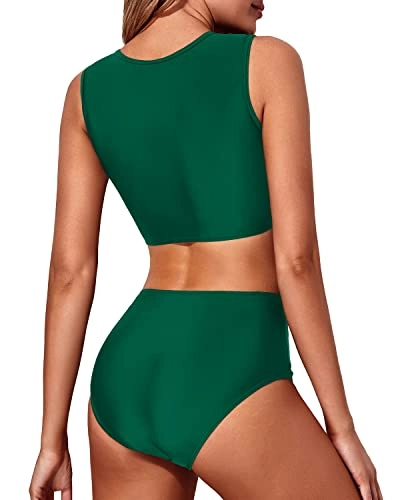 Two Piece High Neck Padded Push Up Bras Bikini for Women
