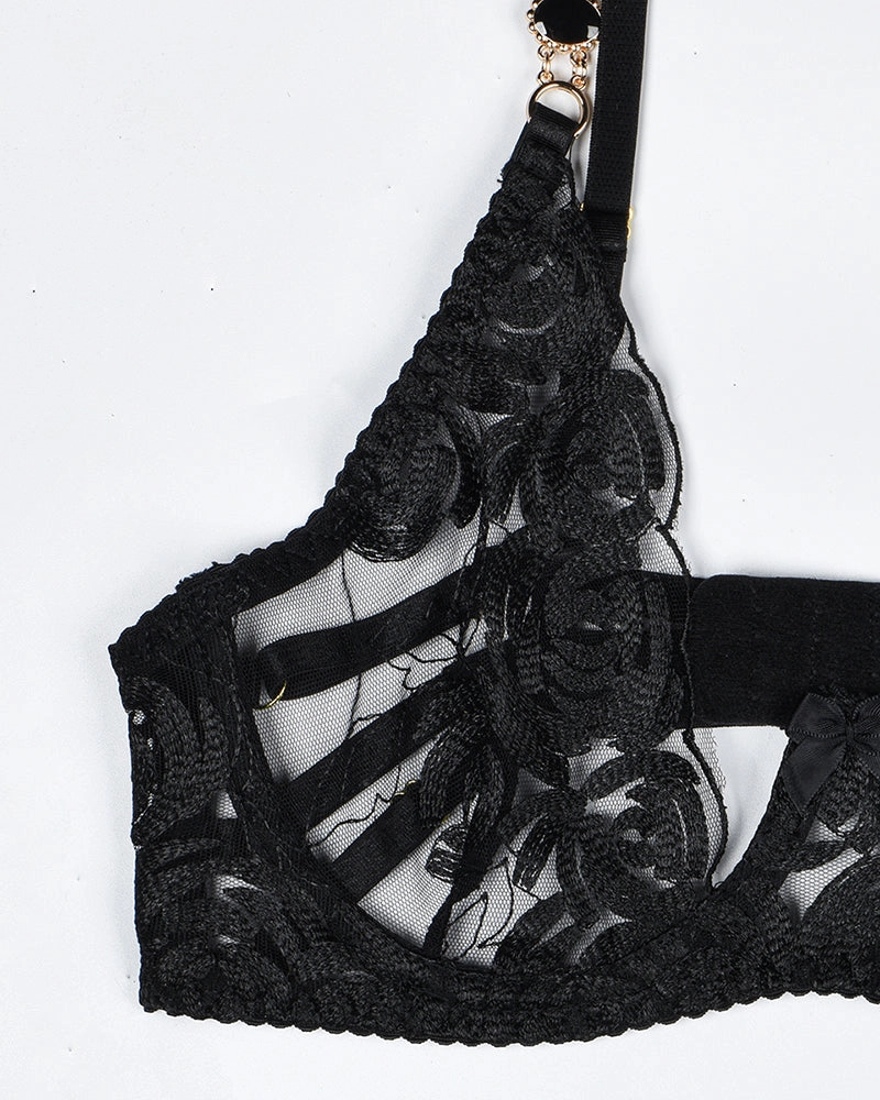Vintage Gemstone Lace Lingerie Set