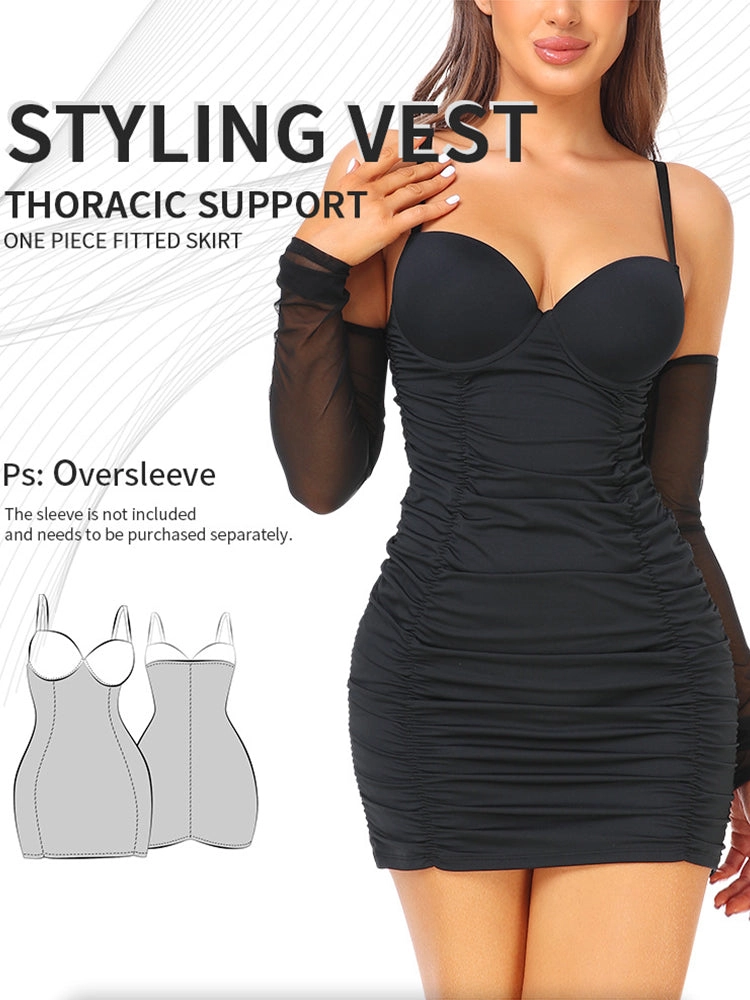 Women Sexy Party Tight Dress Pleated Wrap Hip Skirt Dress