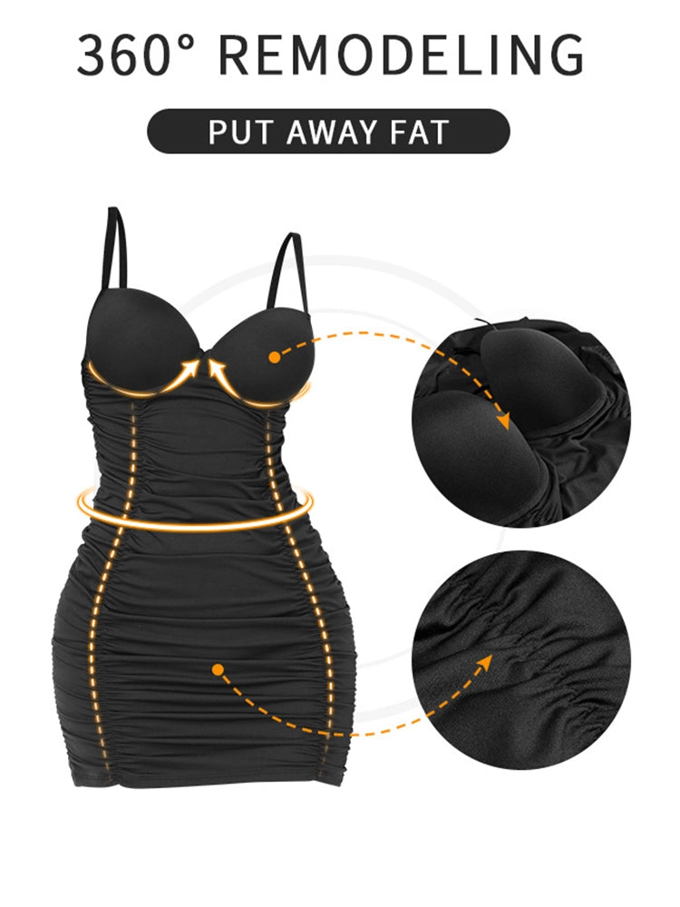 Women Sexy Party Tight Dress Pleated Wrap Hip Skirt Dress