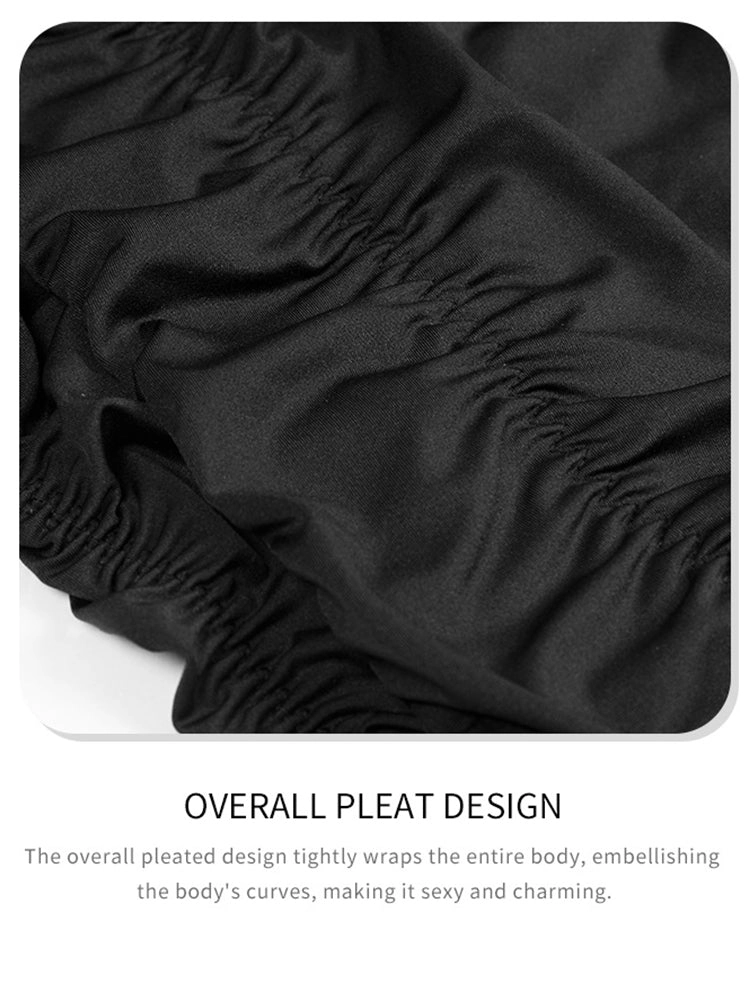 Women Sexy Party Tight Dress Pleated Wrap Hip Skirt Dress