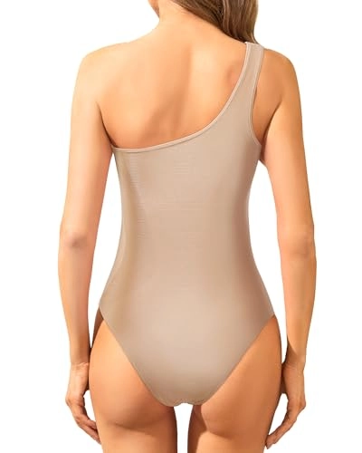 Women's One Piece Swimsuits Tummy Control One Shoulder Bathing Suits Ruched Asymmetric Swimwear